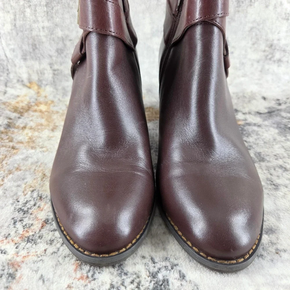 Vionic Upright Trinity Ankle Boots Womens 10 Dark Brown Leather Buckle Strap